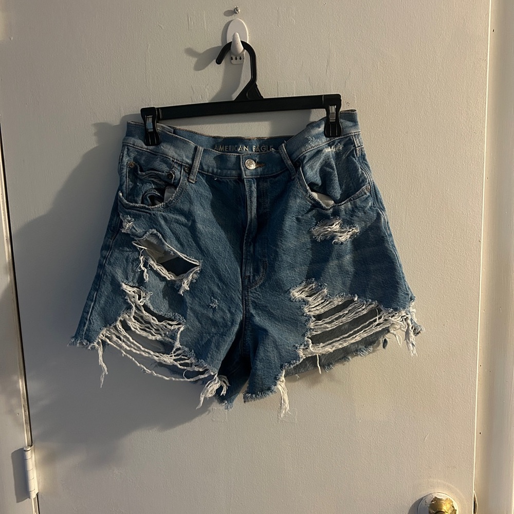 American Eagle Outfitters Blue Distressed Jean Shorts